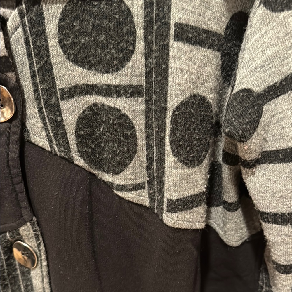 Made in France 🇫🇷 Jean Marc Philippe Black and Gray Patterned Hooded Cardigan - Picture 3 of 10